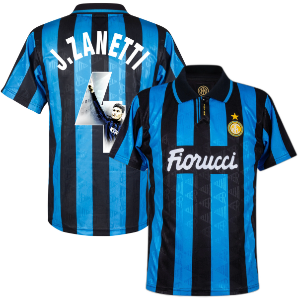 F.C. Internazionale Retro Voetbalshirt 1993-1994 + J. Zanetti 4 (Photo Style)